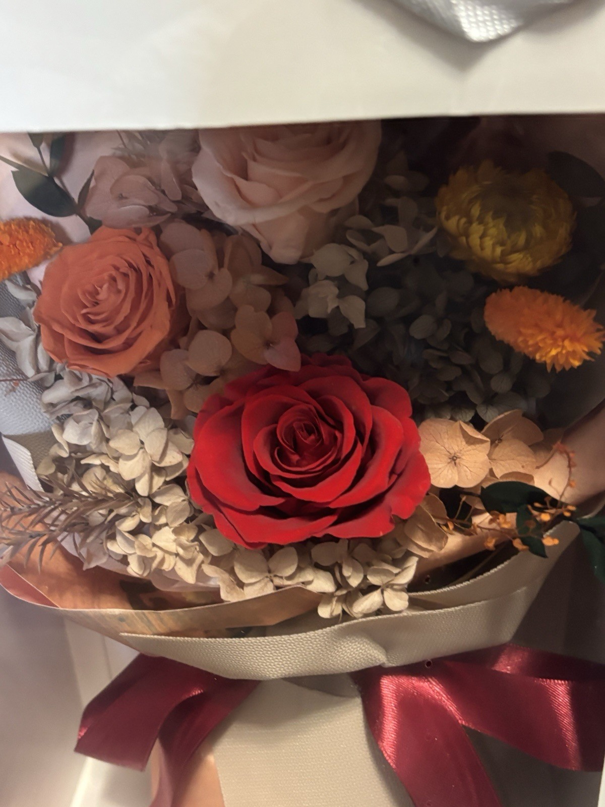 Preserved Flower Bouquet Flowers Gift Valentines Anniversary Mixed Flowers Box