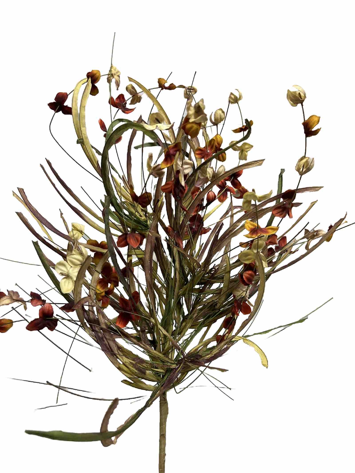 Fall Flower Bouquet Bundle Pic Silk Flowers Pine Leaves Natural Look Large NOS