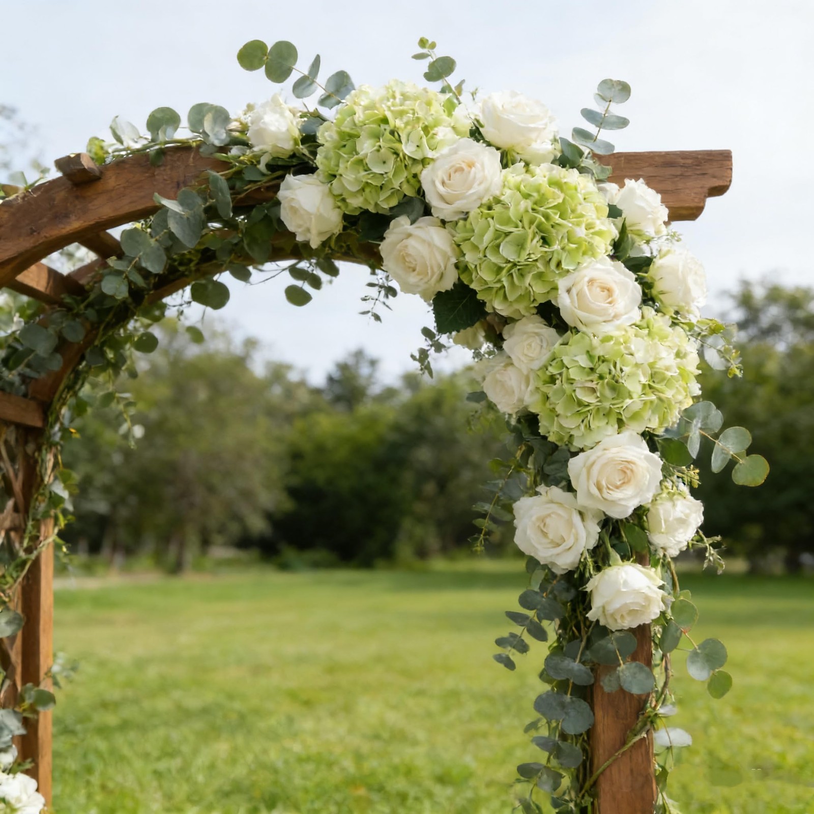 6pcs Green Silk Hydrangea Artificial Flowers Fake Hydrangeas with Lime Green
