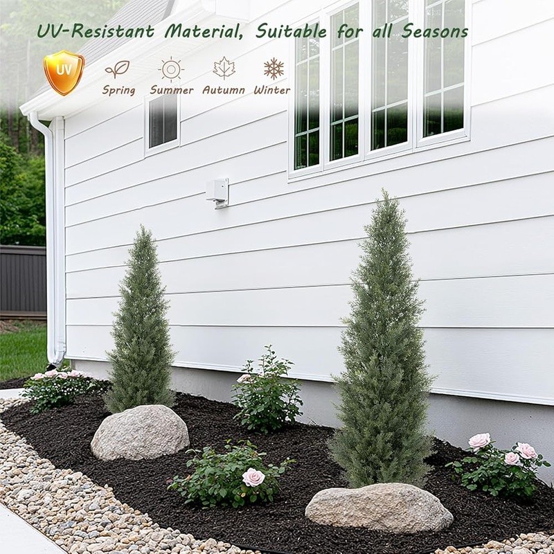 UV Resistant Cedar Topiary Tree Artificial Plant Outdoor Decorative Stable Pot