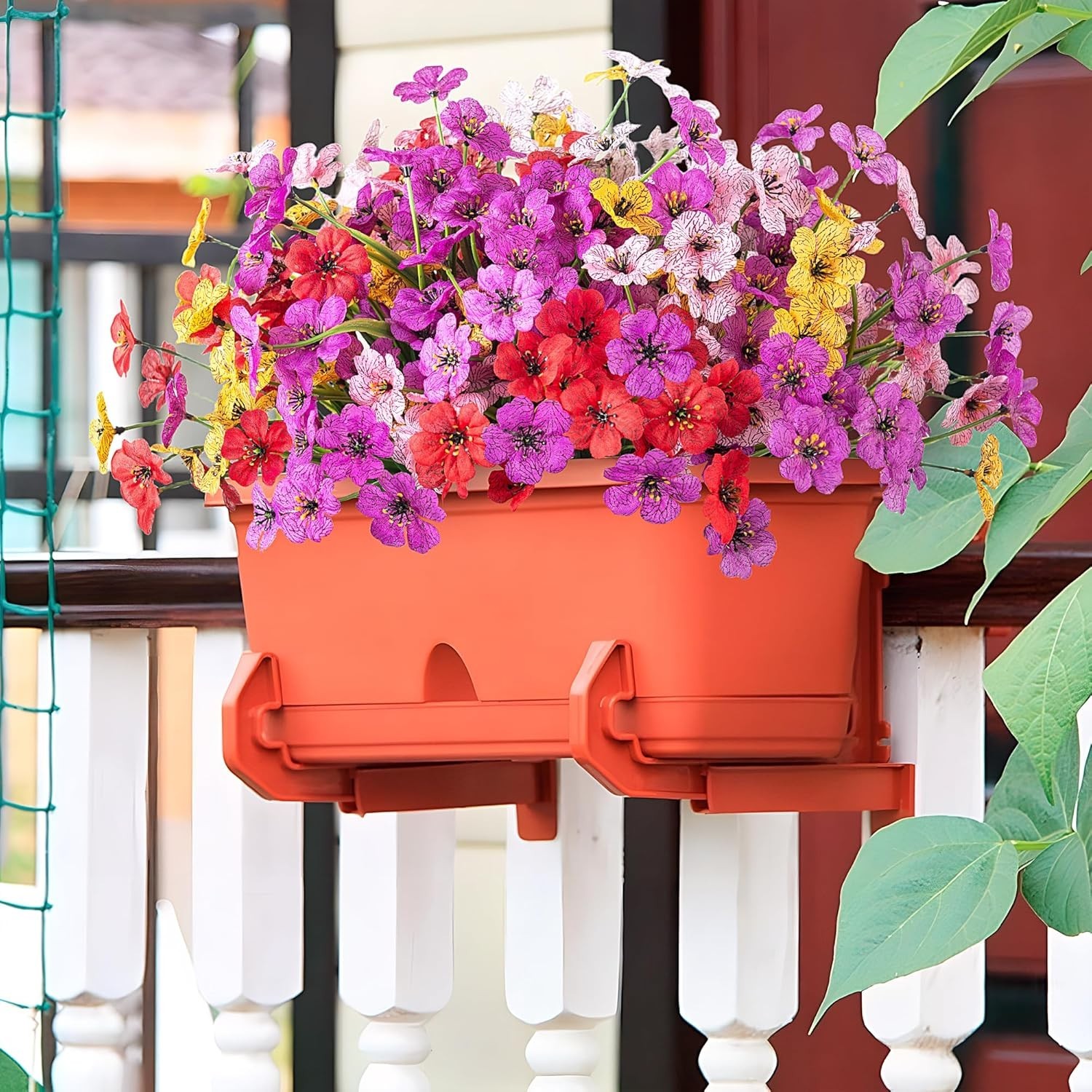 16 Pcs Artificial Fake Flowers for Outdoor Spring Decoration, Faux Silk Flowe…