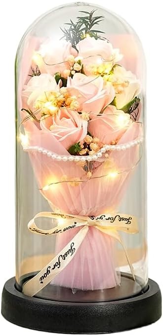 Valentine’s Day Rose Gift for Her – Forever Preserved Flower Bouquet in Glas