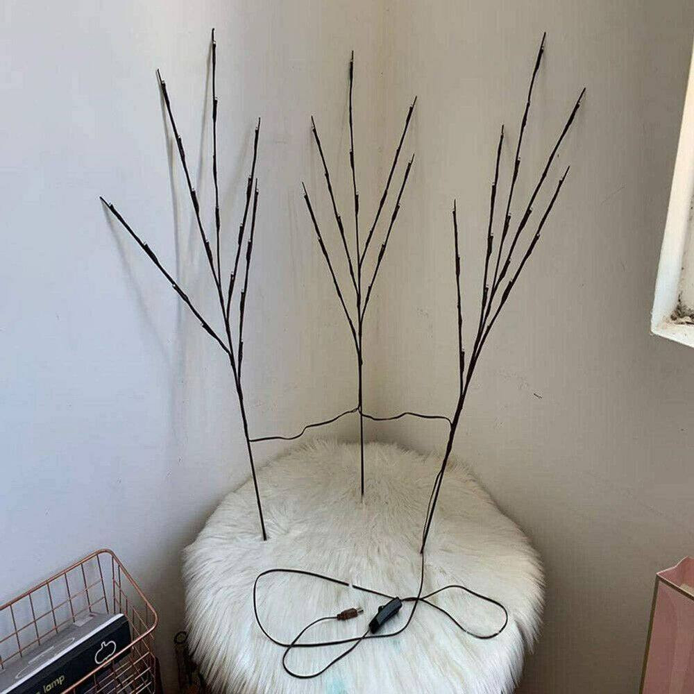 30 In. Brown Artificial Foliage Lighted Willow Branches Decorative Warm White LE