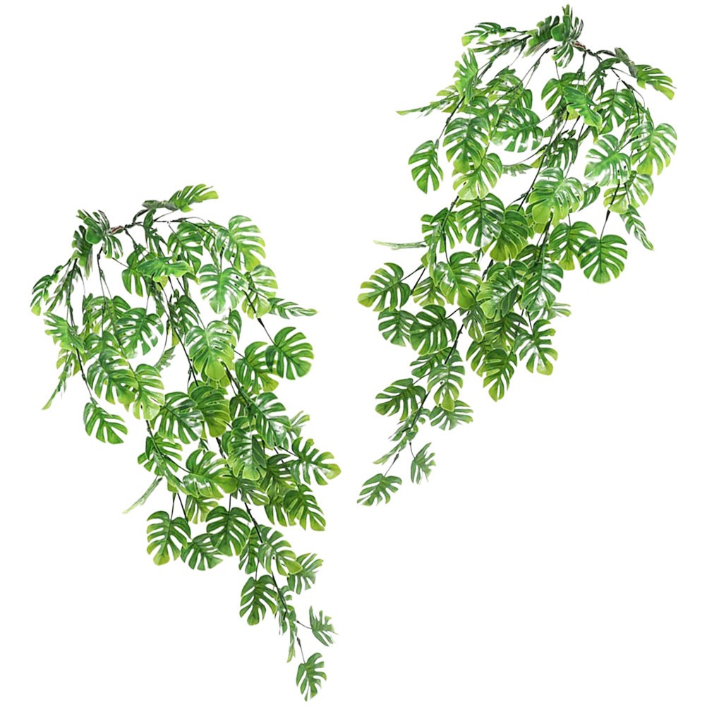 2 Pcs Fake Monstera Leaf Hanging Plants Artificial That Monestera Vine