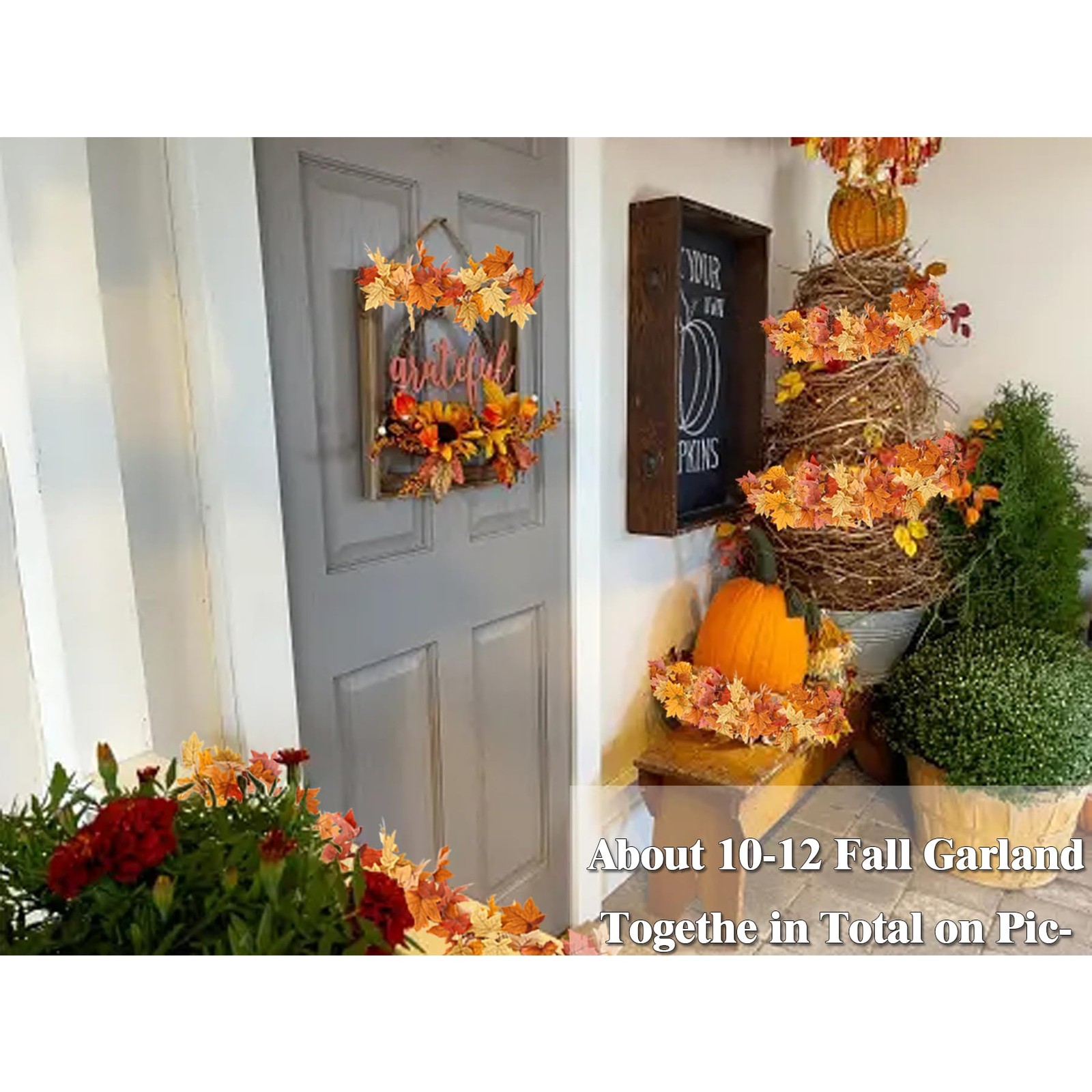 2Pcs 13FT Fall Maple Leaf Garland for Thanksgiving Decor