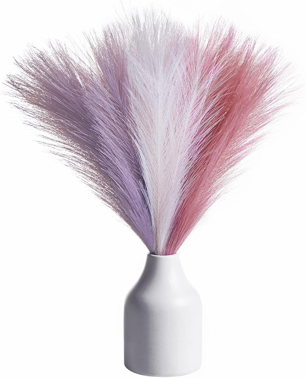 Faux Pampas Grass Decor 17 Inch 6pcs, Purple Pink Artificial Pampas Grass Home W