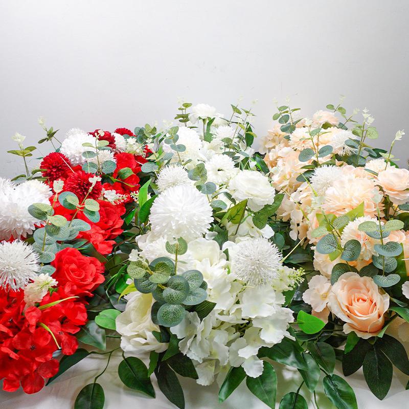 100cm Luxury White Rose Artificial Flower Row – Wedding Table Centerpiece, Bac