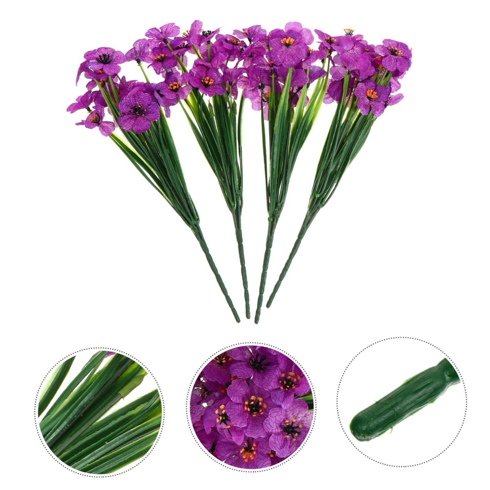 Simulated Violet Flowers 4 Pcs Faux African Violets with Silk Stems 11.41X5.9…