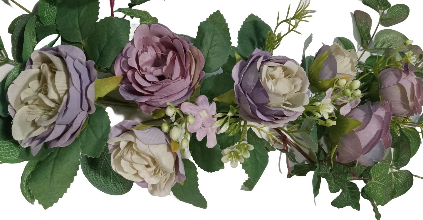 Purple & Eucalyptus Tea-Rose 24″ Wall Door Silk Flower Wedding Sign Decor #2251