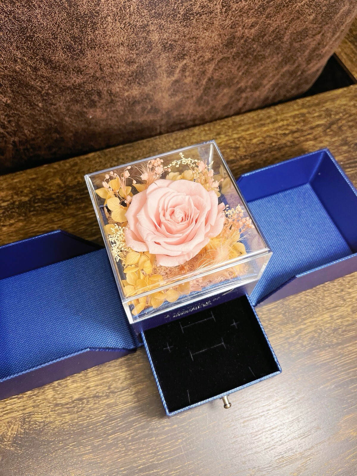 Preserved Eternal Real Rose Flower Gift Box With Jewelry Box Best Wishes