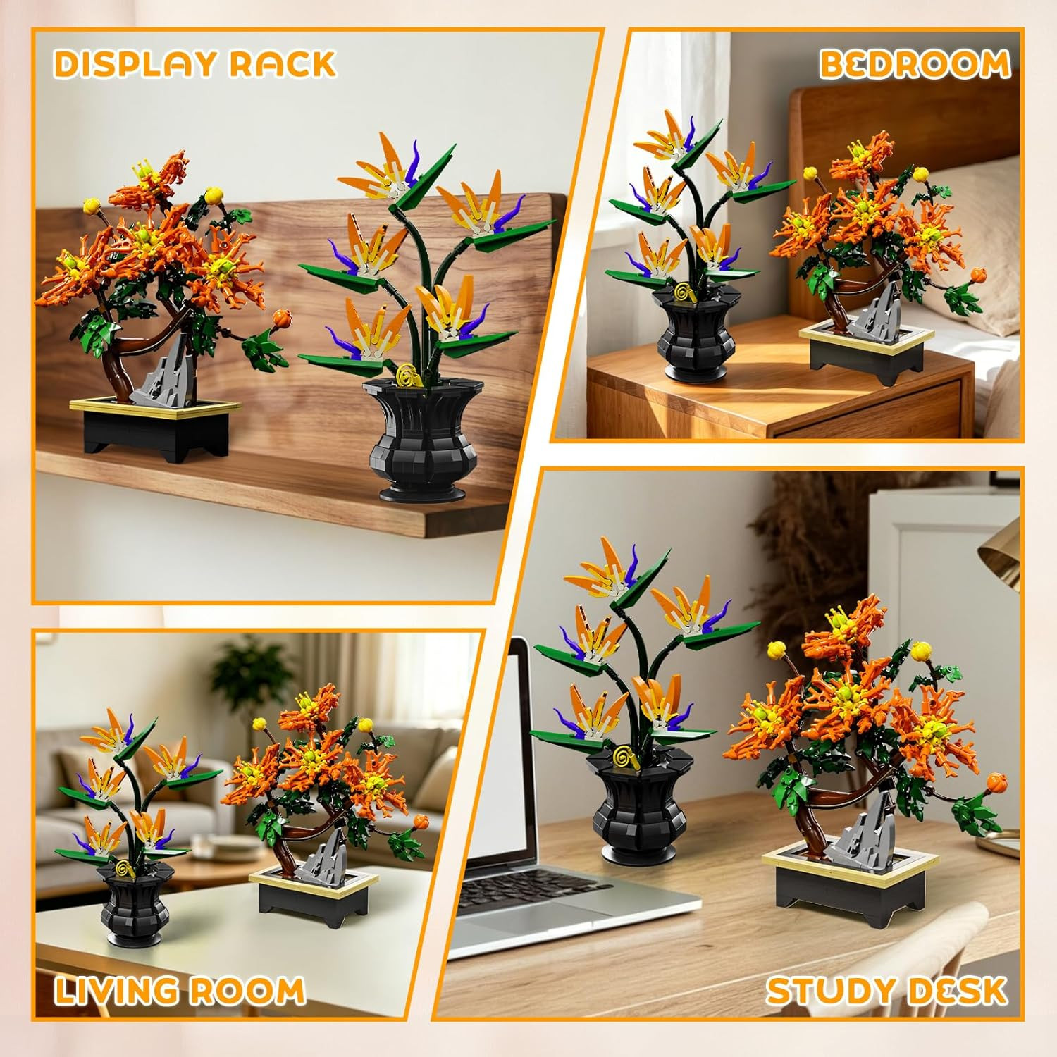 Botanical Flower Building Kit 901PCS for Adults Kids 8+ DIY Potted Bonsai Buildi