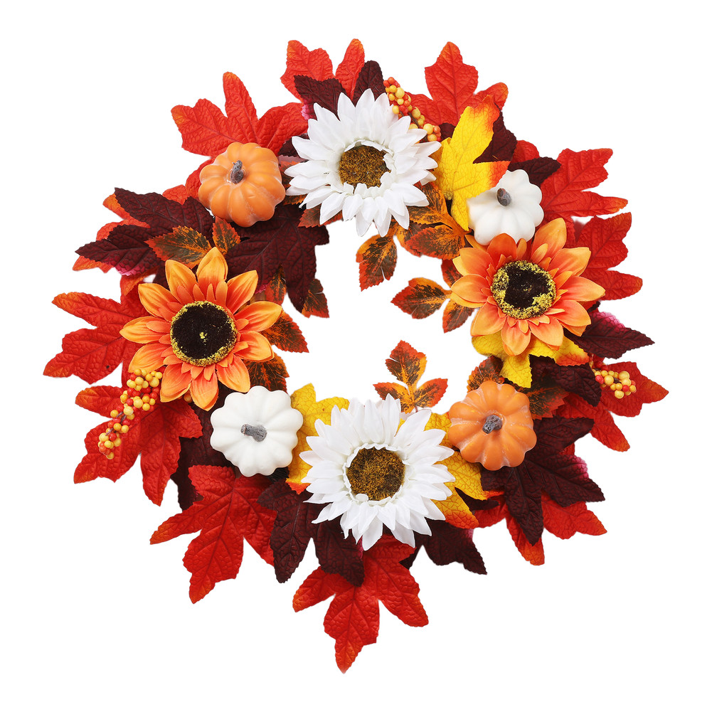 17.72in/45cm Preassembled Autumn Wreath with Hanging Loop for Easy Installation