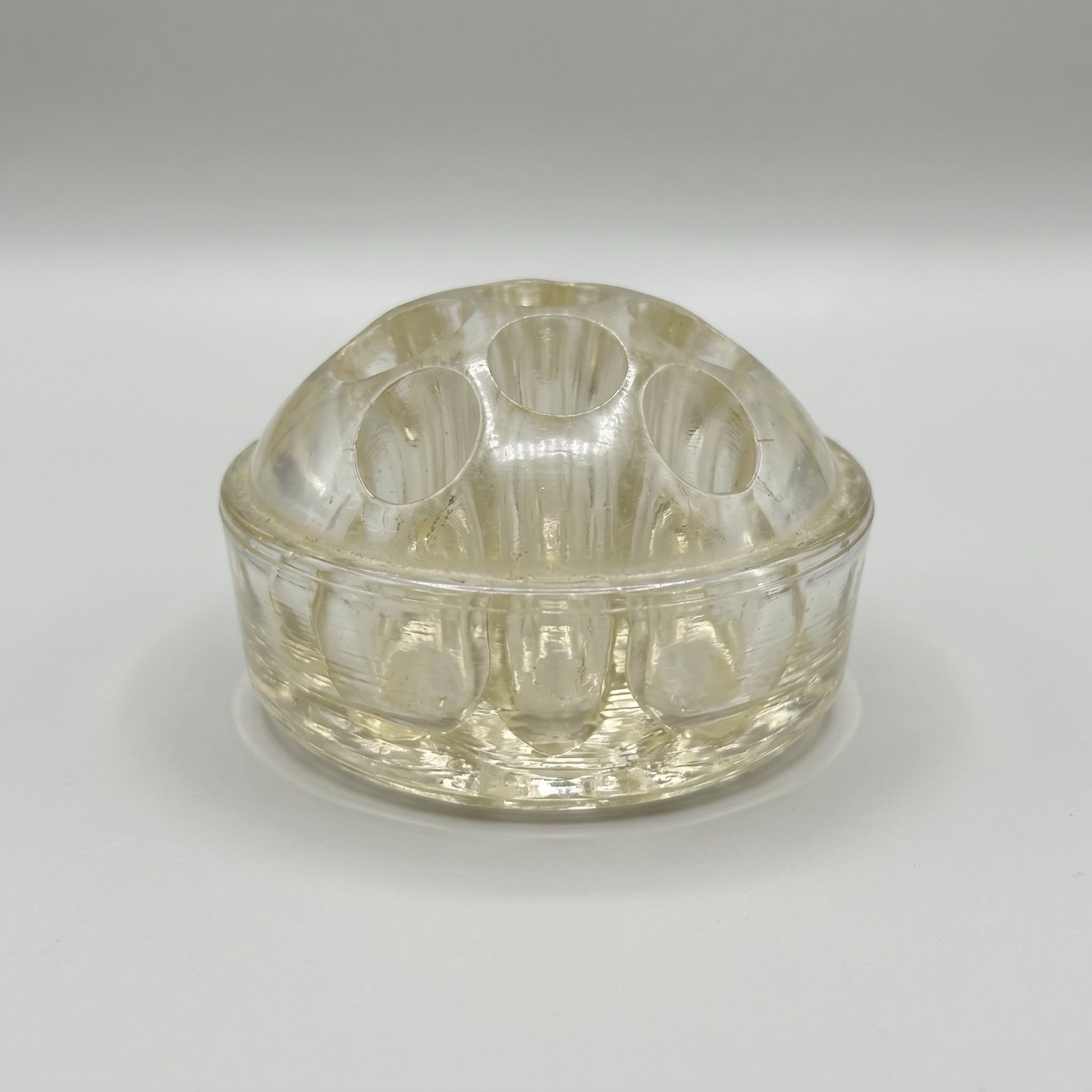 Vintage 1950’s 3″ Clear Glass Flower Frog