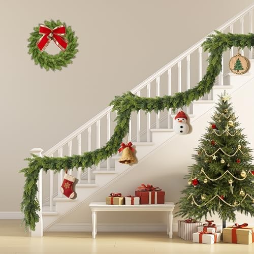 9FT Real Touch Norfolk Christmas Pine Garland Set of Lifelike Artificial 2