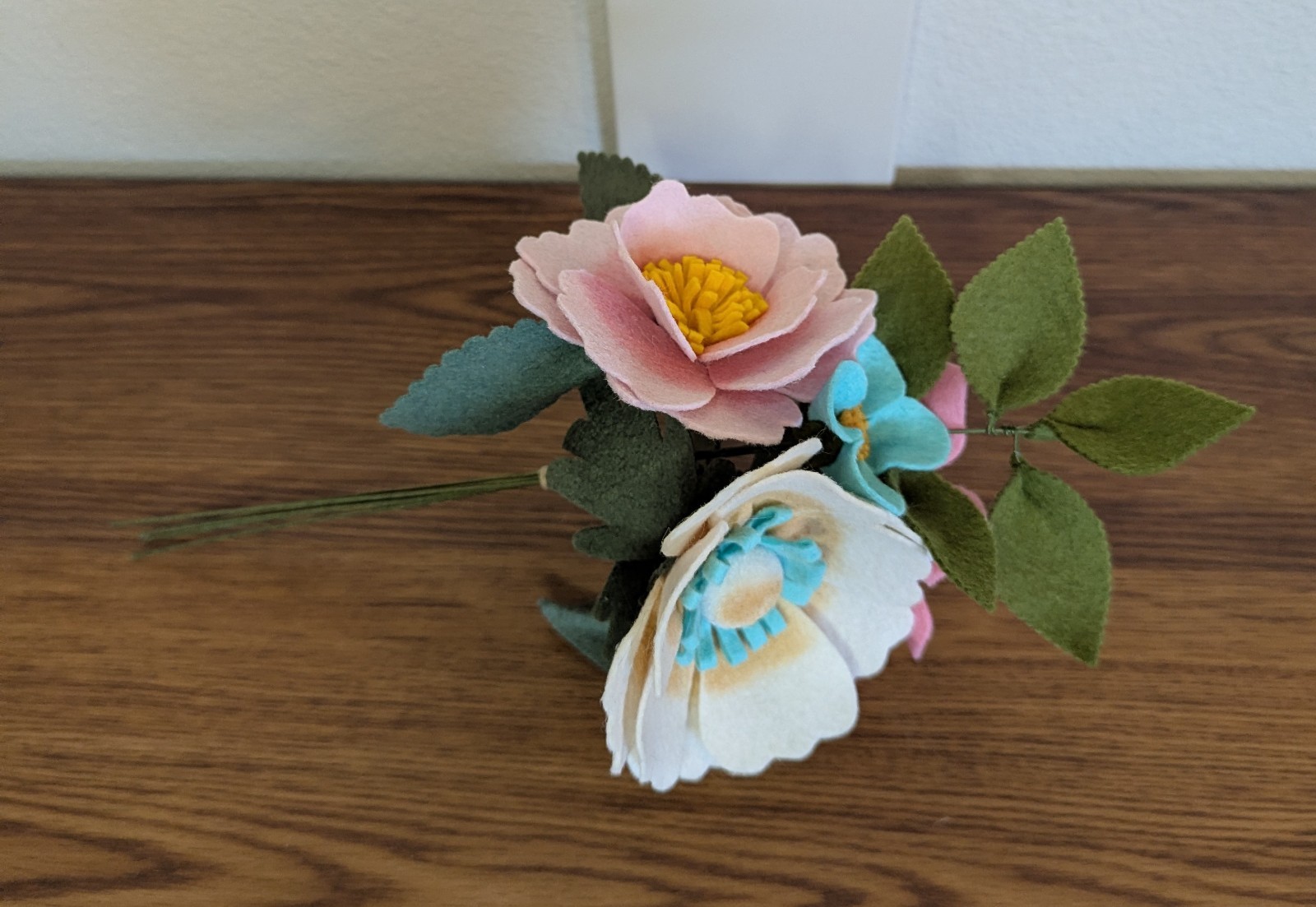 Beautiful Hand Cut Wool Blend Felt Flower Bouquet Gift Wrapped/Great Gift Idea!