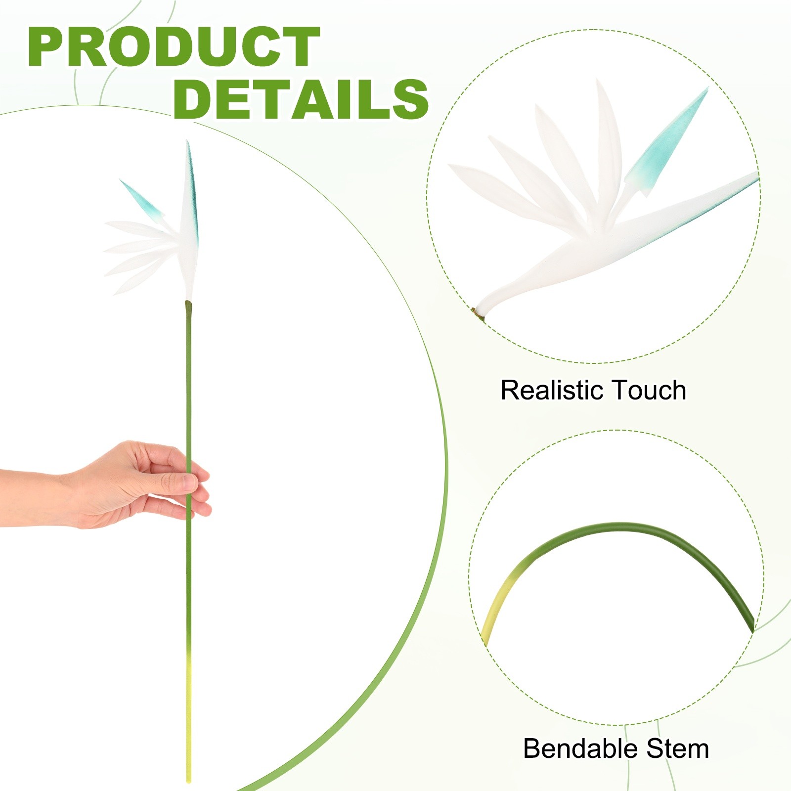 4-Pack Artificial Bird of Paradise Flowers 22 Inch for Home [Blue]