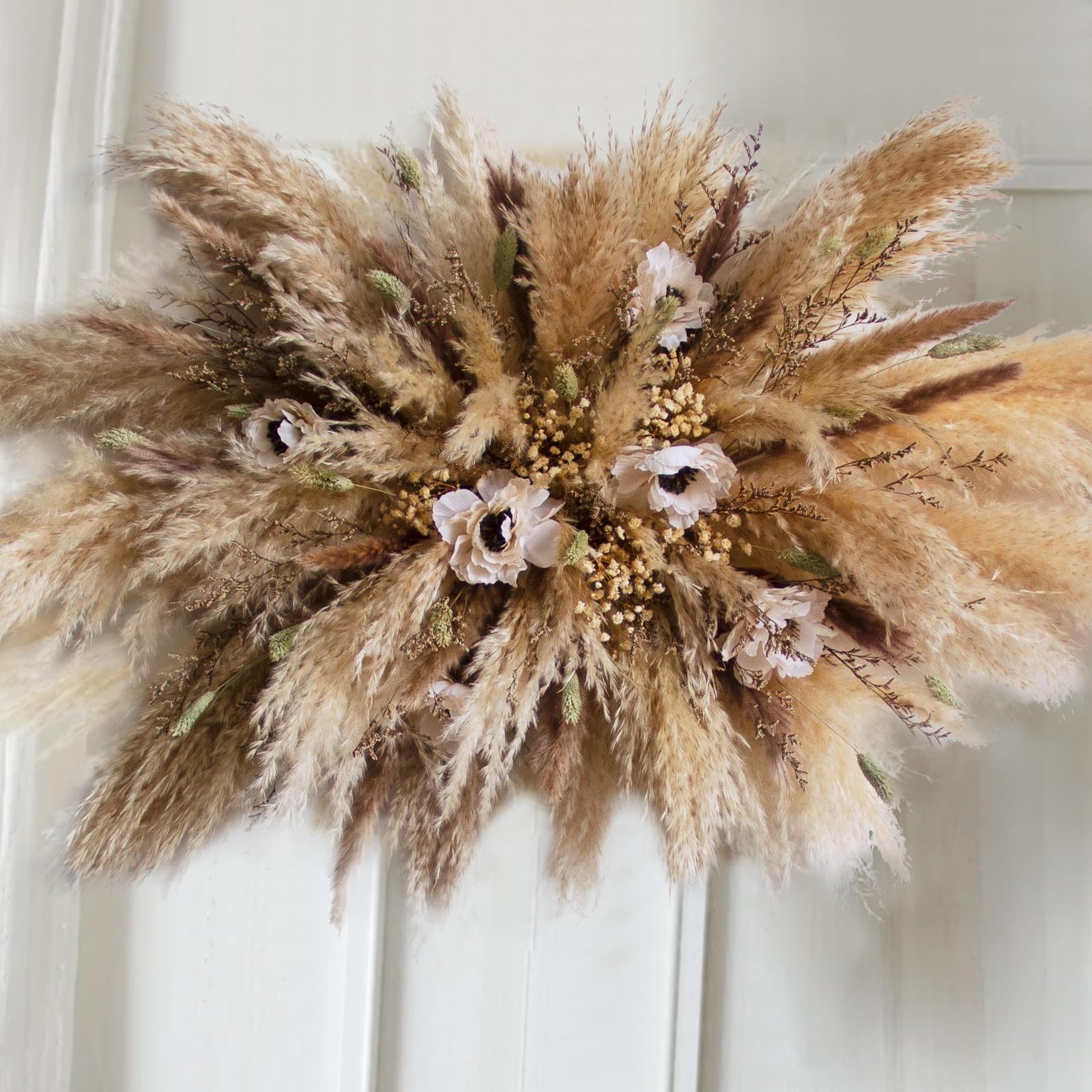 Dried Flowers Boho Decor Kit – Natural Pampas Grass, Bunny Tails & Baby’s Bre…