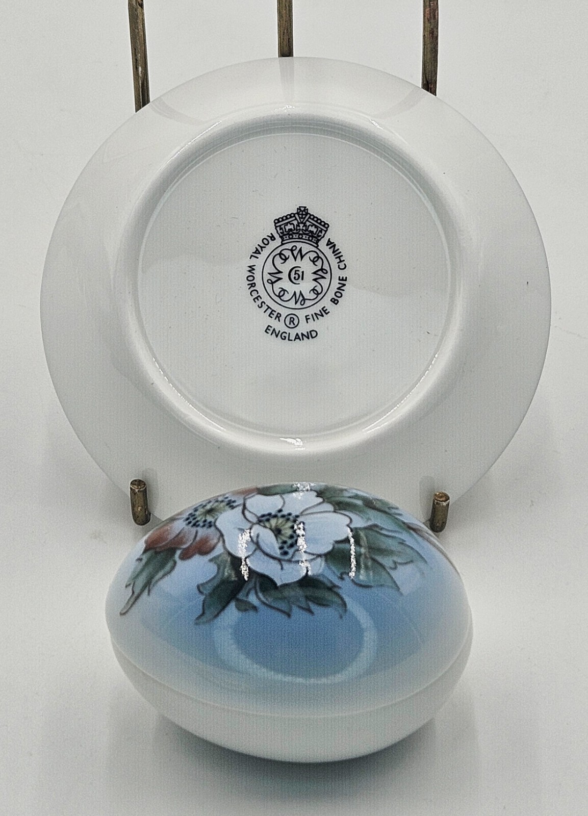Royal Worchester Mini Floral Plate and Bing and Grondahl Floral Egg 1987