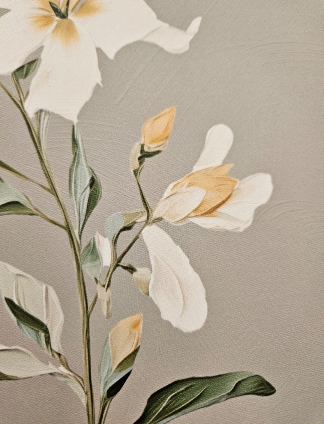 Bouquet Oval Wall Art. White & Orange Flowers with Green Leaves
