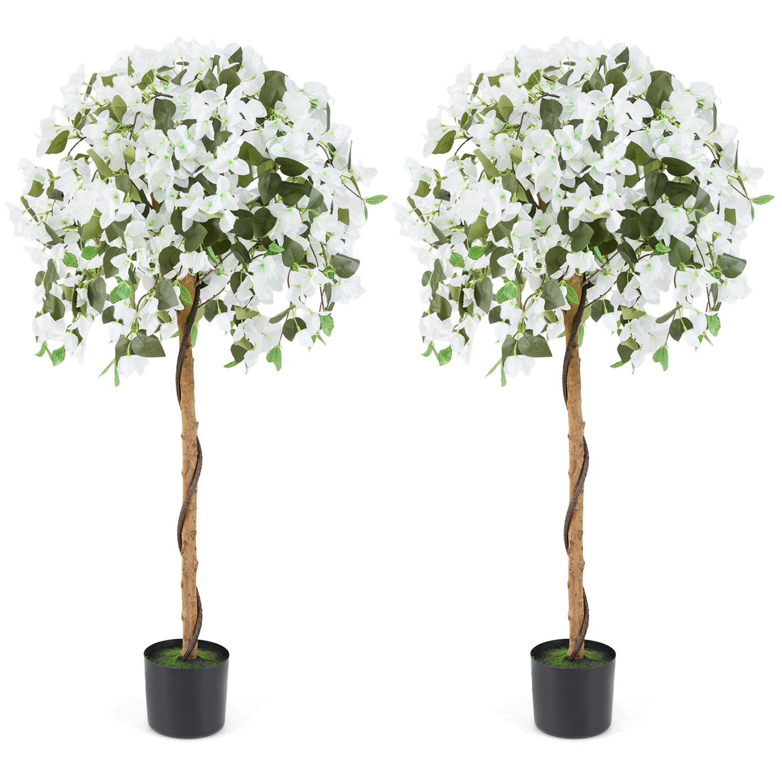 2PCS 53″ Artificial Azalea Tree Floral Plant w/ Red Azalea Flowers Nursery Pot