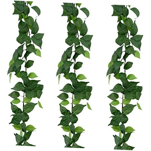 3 Strands Artificial Vines Kit, 71″ Silk Eucalyptus Ivy Garland Blackish Green