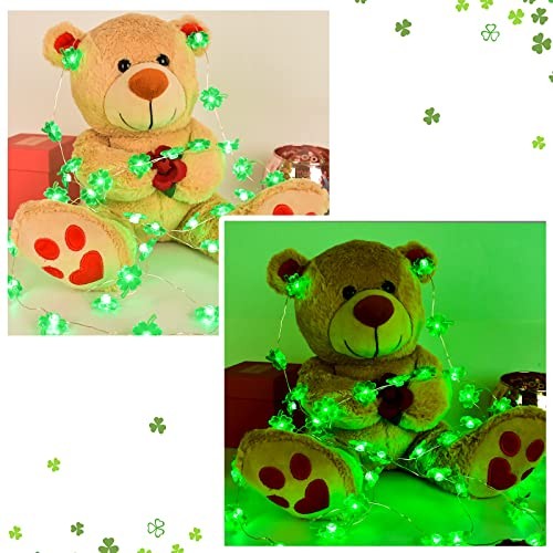 St Patricks Day Decorations 3D13Ft 50LED Shamrock String Light, St Green