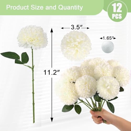 12 PCS White Artificial Chrysanthemum Flowers