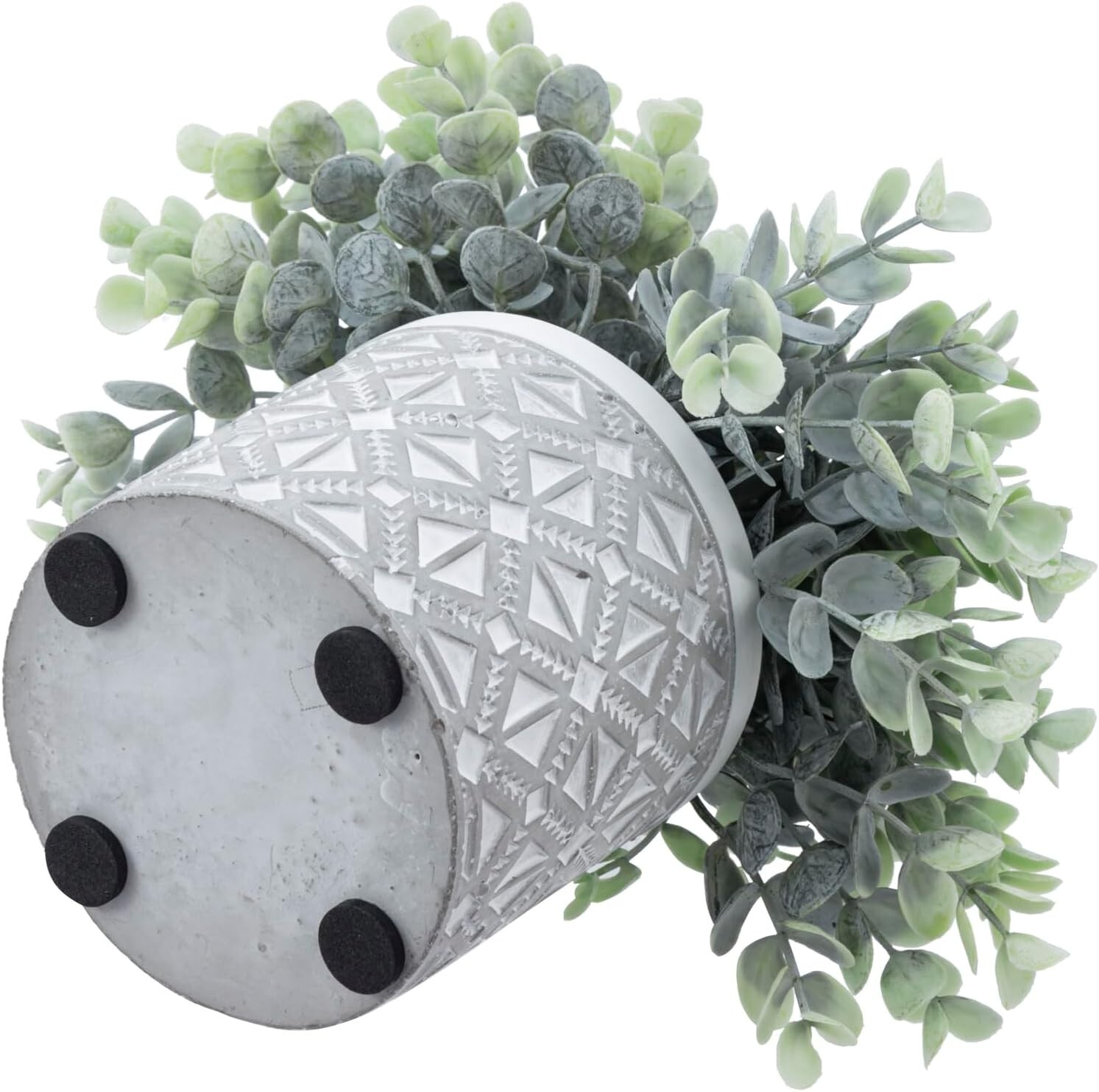 Artificial Planter Pot, Artificial Potted Eucalyptus Boxwood Plant Faux Greenery