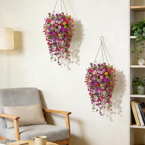 8PCS Artificial Hanging Fake Set4-light Purple Rose Red Yellow White Pink