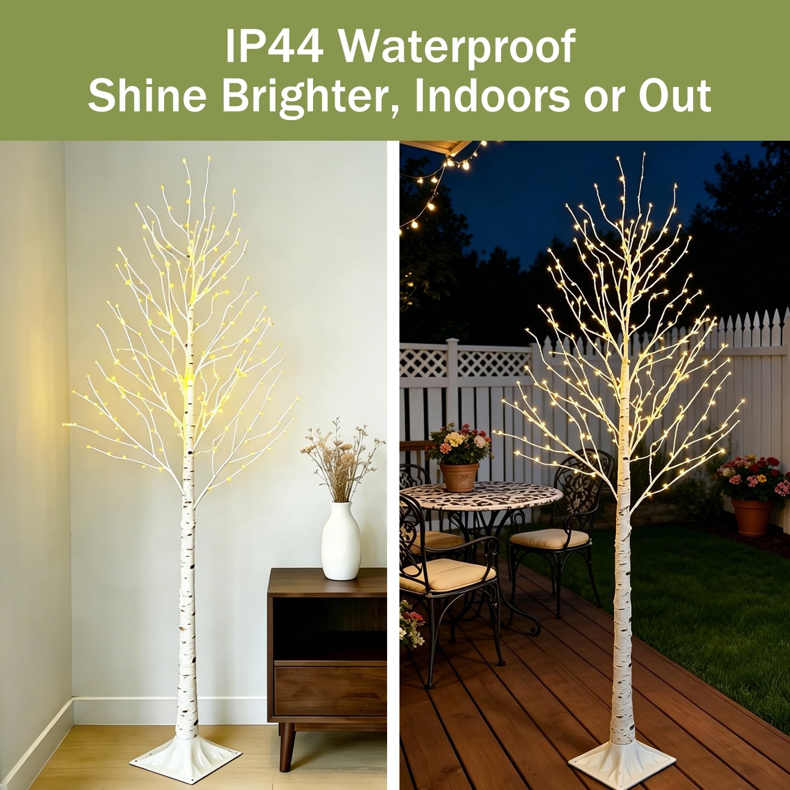 6FT Lighted Twig Birch Tree with Fairy Lights, 260 LED Birch Tree Lights with…