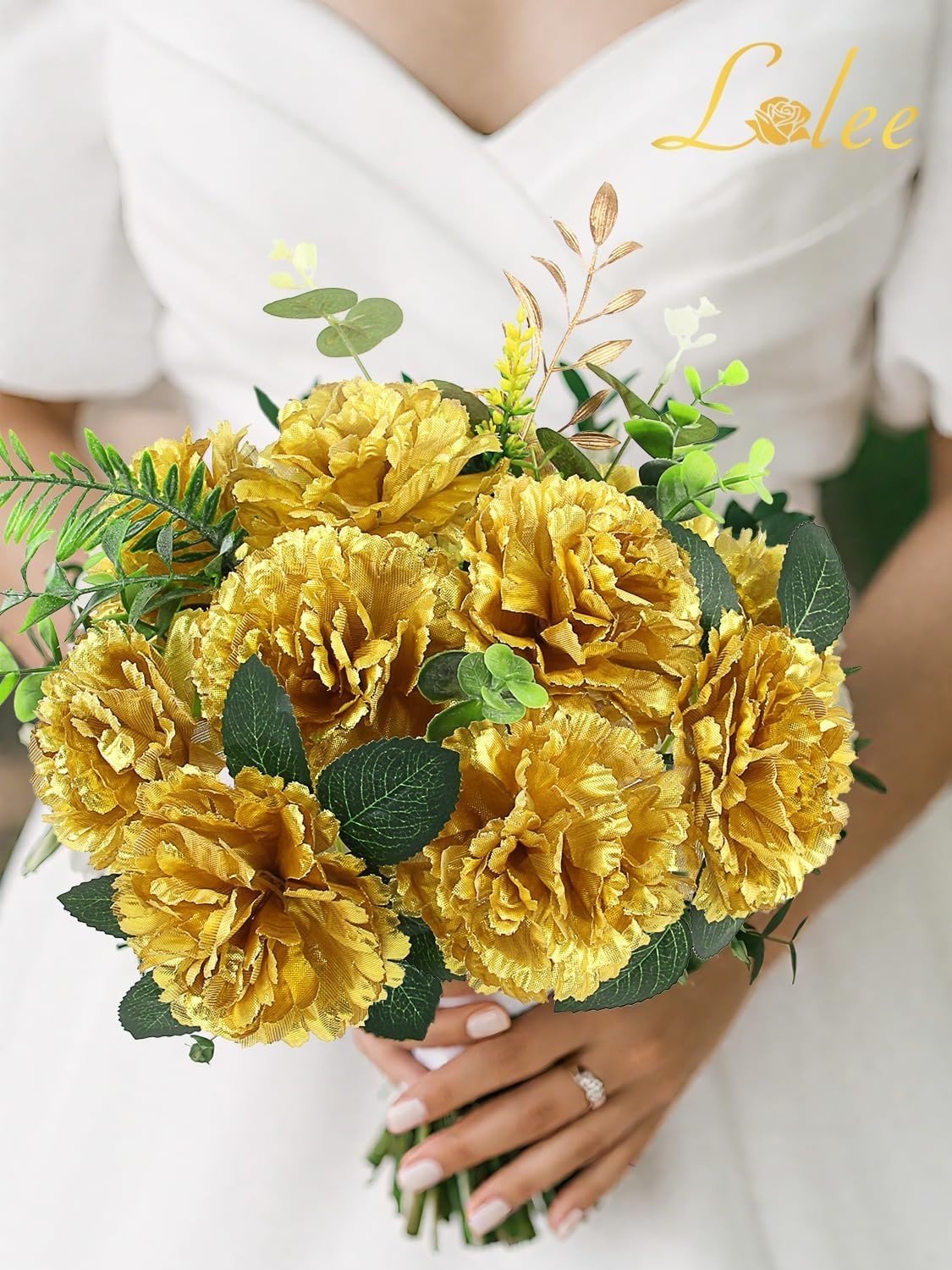 108pcs Carnation Head Flowers with Stem – Gold Artificial Flowers Carnations …