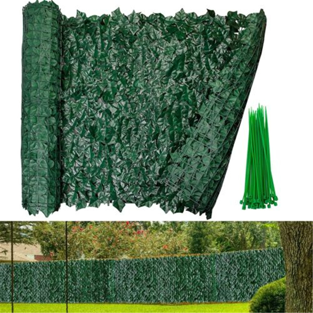 Artificial Wall Hedge Privacy Screens Fence Panel Faux Leaf Grass Mat Yard Decor