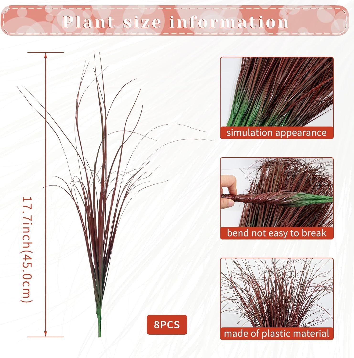 8 Bundles Artificial Grass Plants Outdoor Tall Faux Shrubs Greenery Stems Fak…