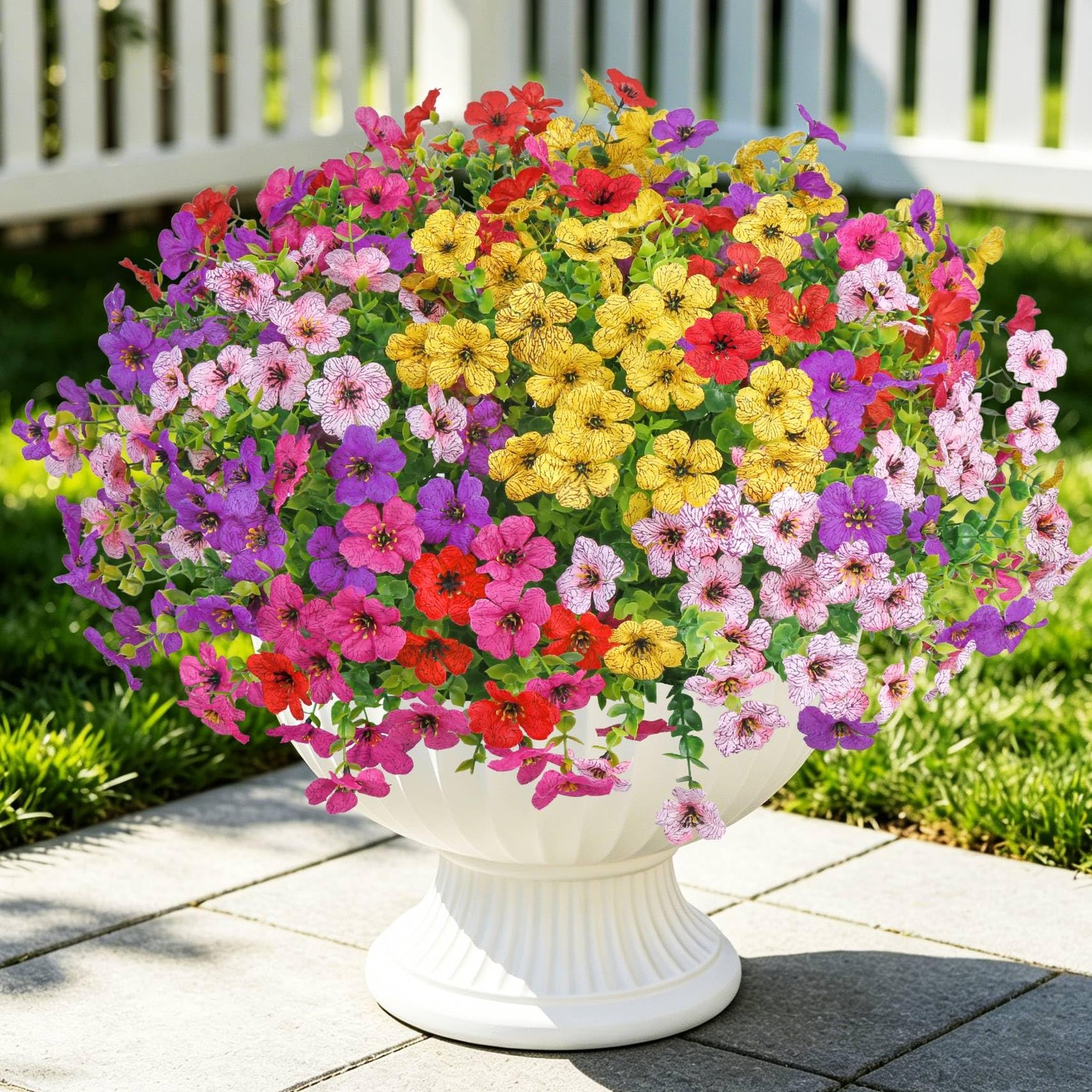 20 Bundles Artificial Flowers for Outdoors Decoration Fake Silk Flowers UV Re…