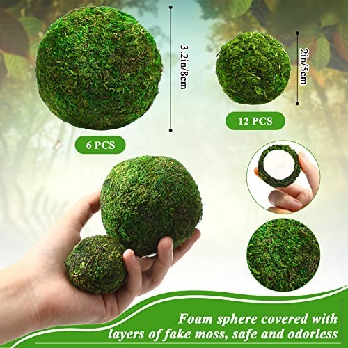 36 Pcs Decorative Moss Balls for Centerpiece, Handmade Twine Bowl Filler, 4 Size