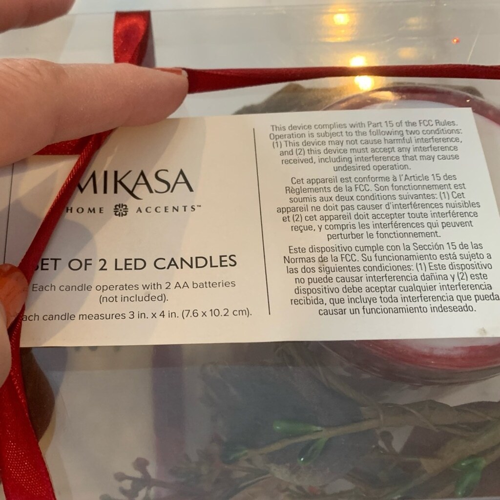 MIKASA home accents set of 2 LED candles new in box Christmas holiday flameless