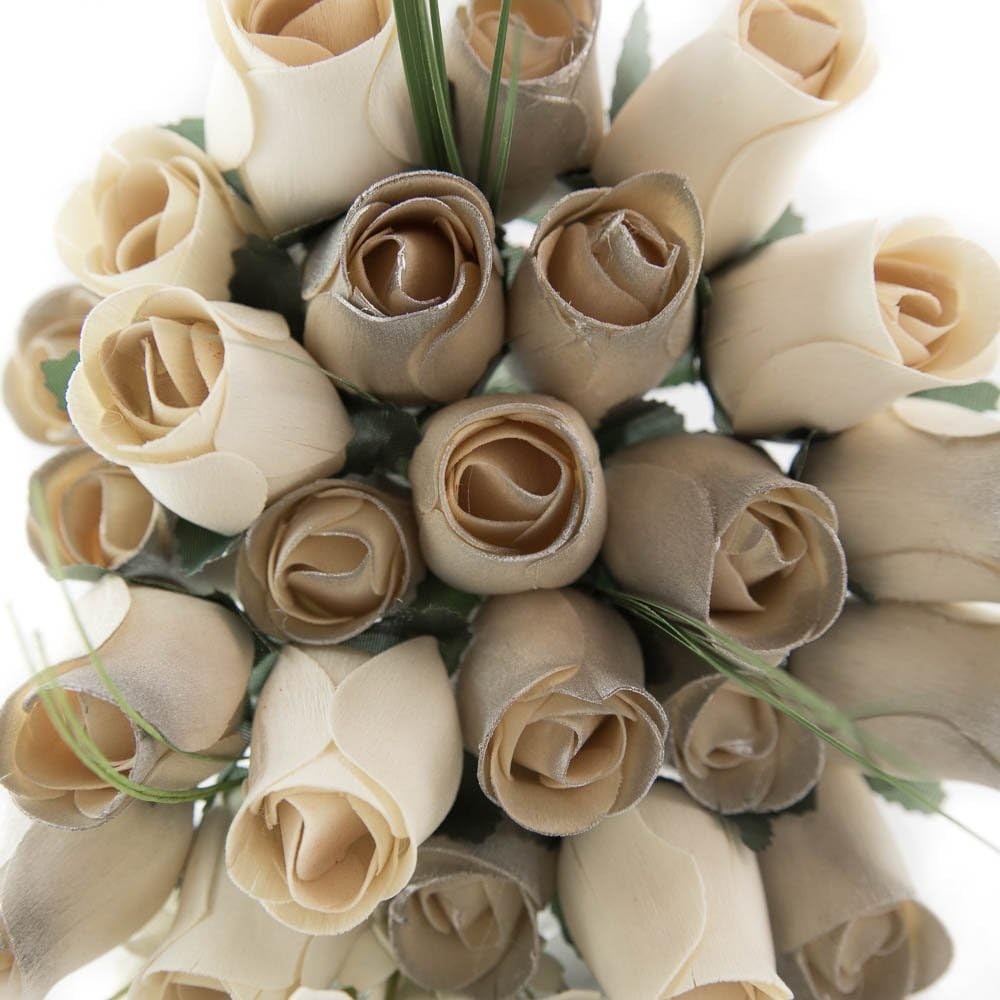 25 Year Anniversary Silver and White Flower Bouquet Closed Bud (2 Dozen)