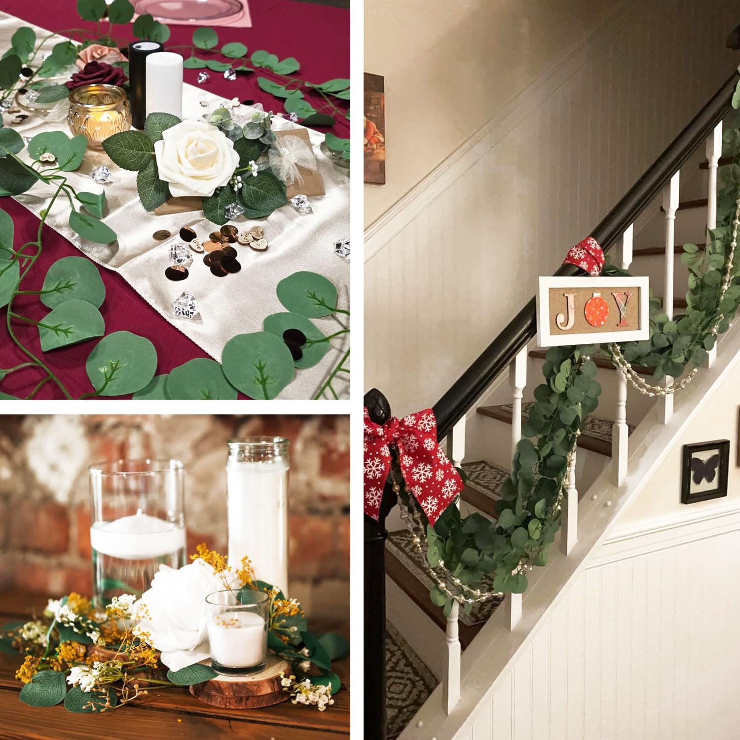 Artificial Eucalyptus Leaves Greenery Garland Wreath Vines for Wedding Party