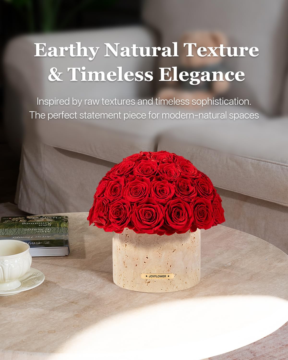 Preserved Flowers Vase, Yellow Cave Stone Flower Vases for Centerpieces, Eter…