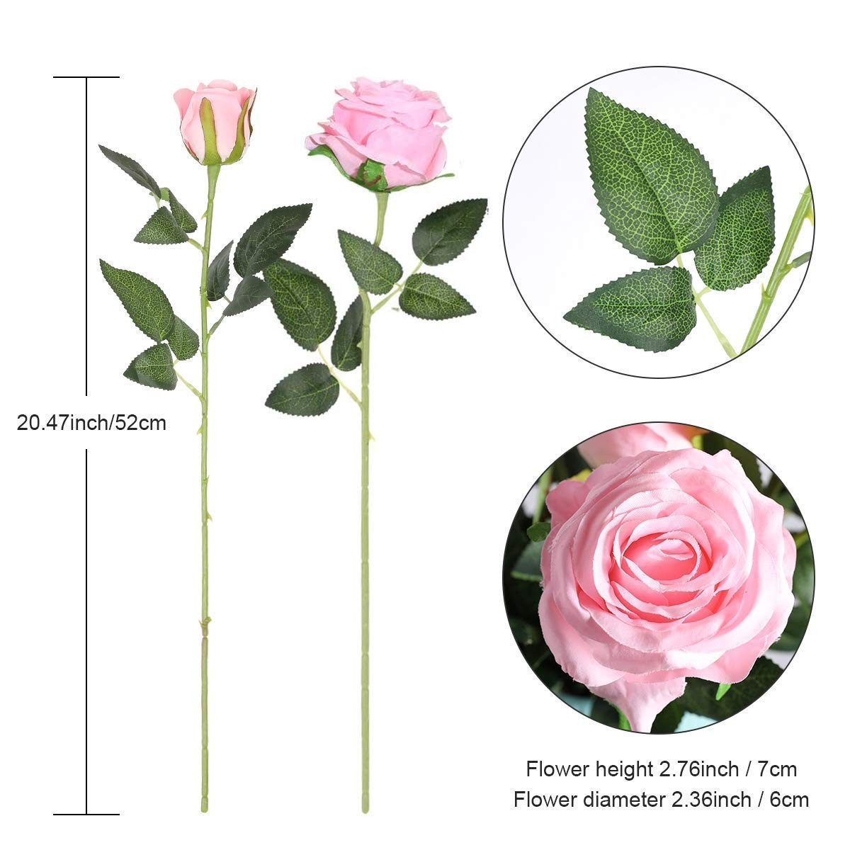 Hawesome 12PCS Artificial Silk Flowers Realistic Roses Bouquet Long Stem for