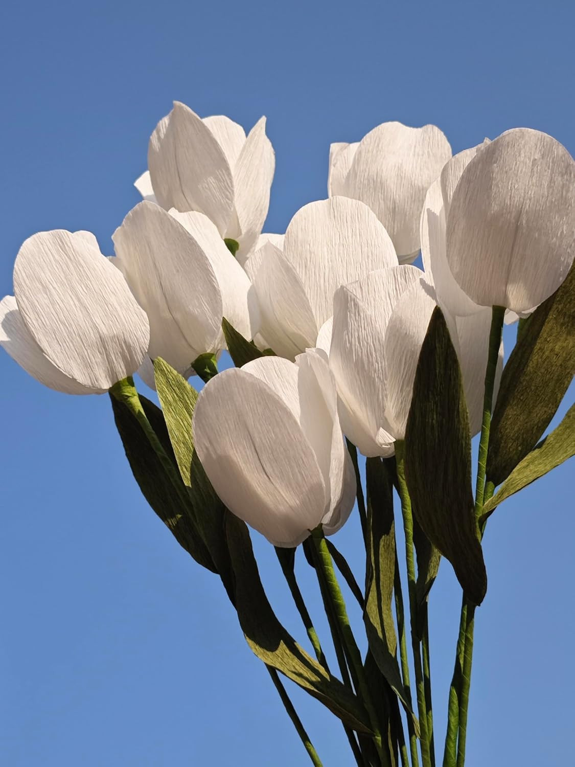 White Tulip Bouquet DIY Crepe Paper Flower for Home Decor, Wedding Centerpieces