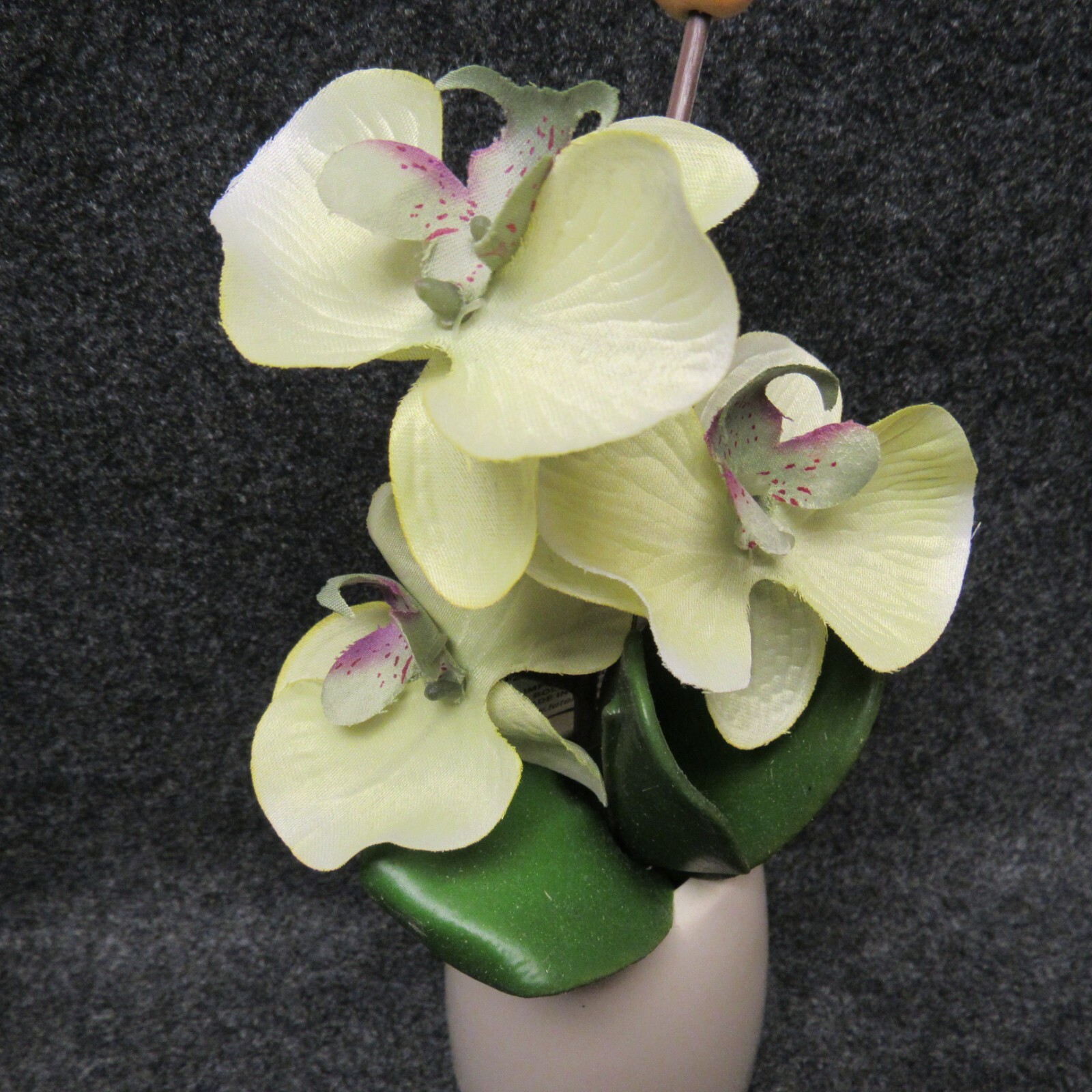 6 Pieces Single Stem Fabric Faux Orchid White Ceramic Pot Table Party Decor O2