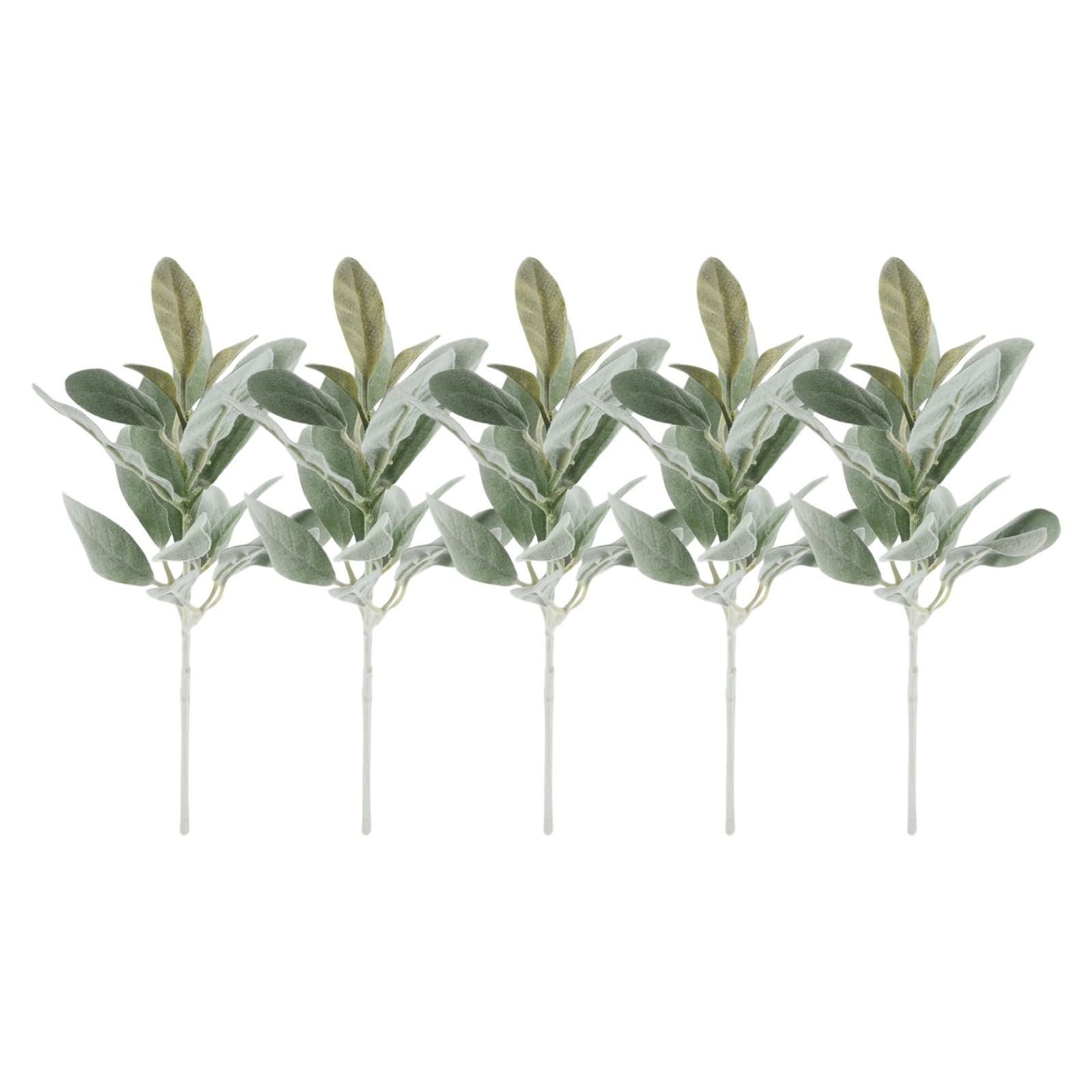 Faux Lambs Ear Stems 5Pcs Flocked Artificial Greenery Solid Fake Ear7705