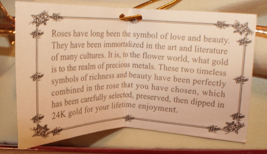 LIVING GOLD ROSE PRESERVED & TRIMMED IN 24K GOLD PEPPERMINT