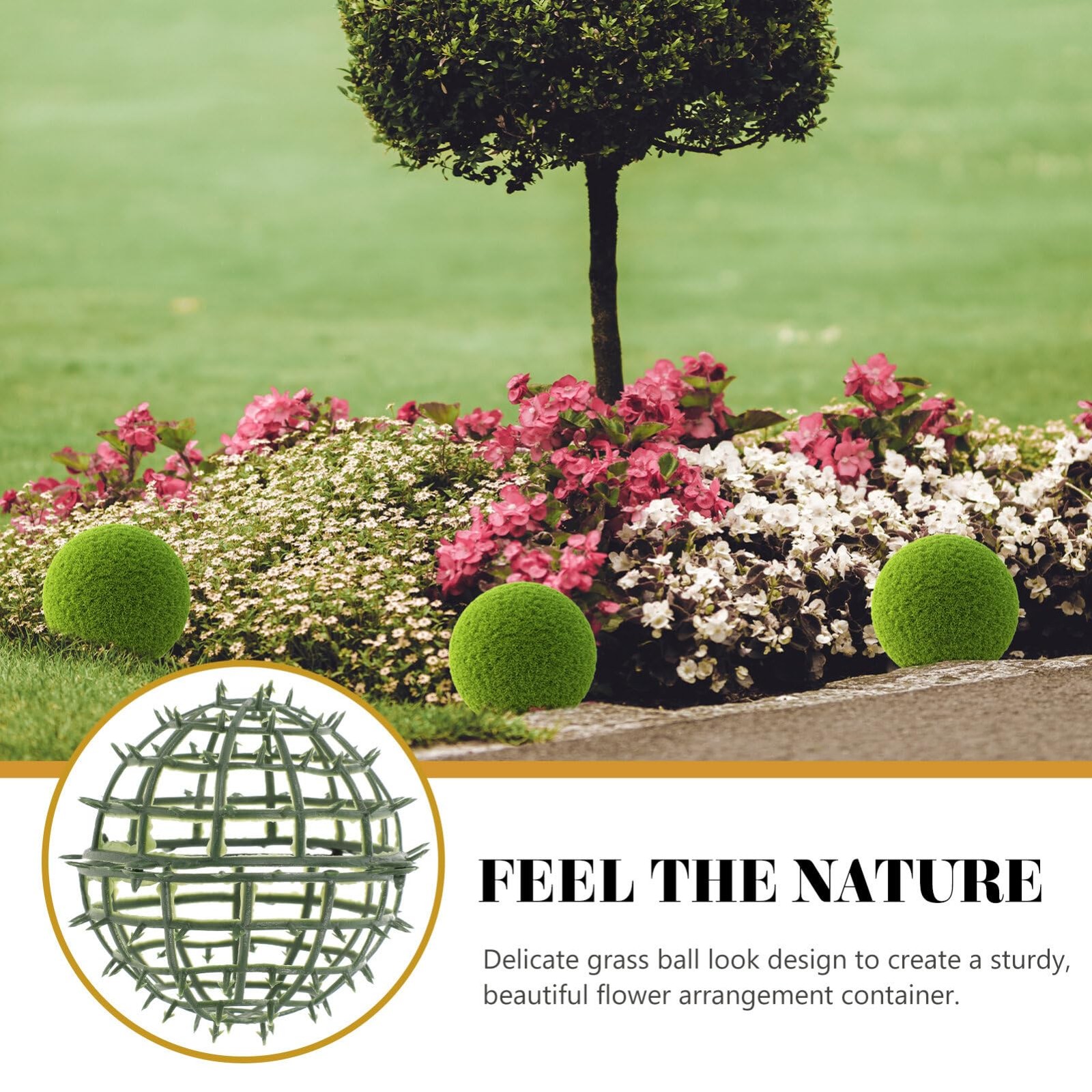 6-Pack Artificial Plant Topiary Ball Support Rack Faux Green Flower Arrangeme…