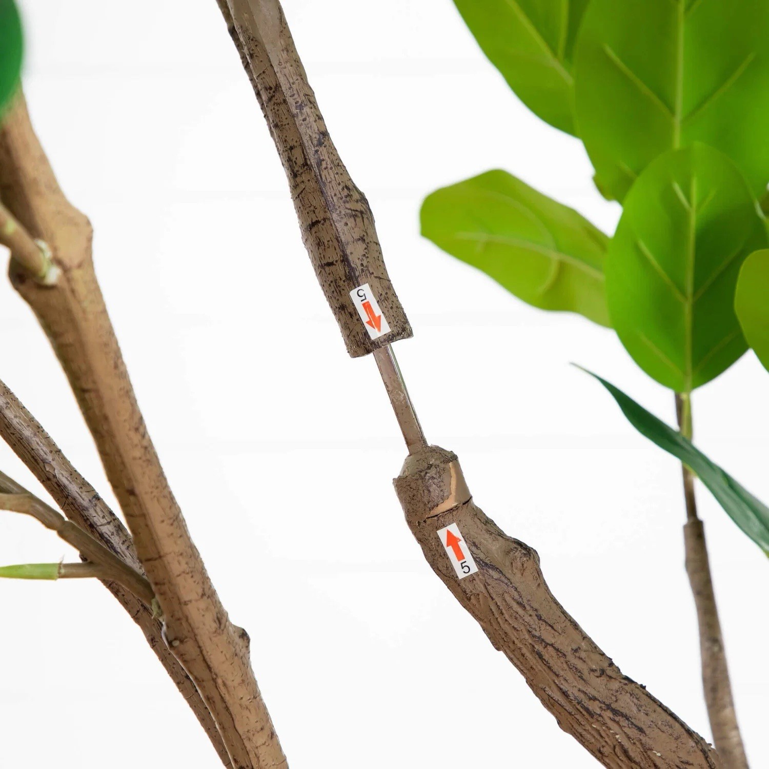 6’ Artificial Grand Audrey Ficus Leaf Tree in White Planter. Retail $435