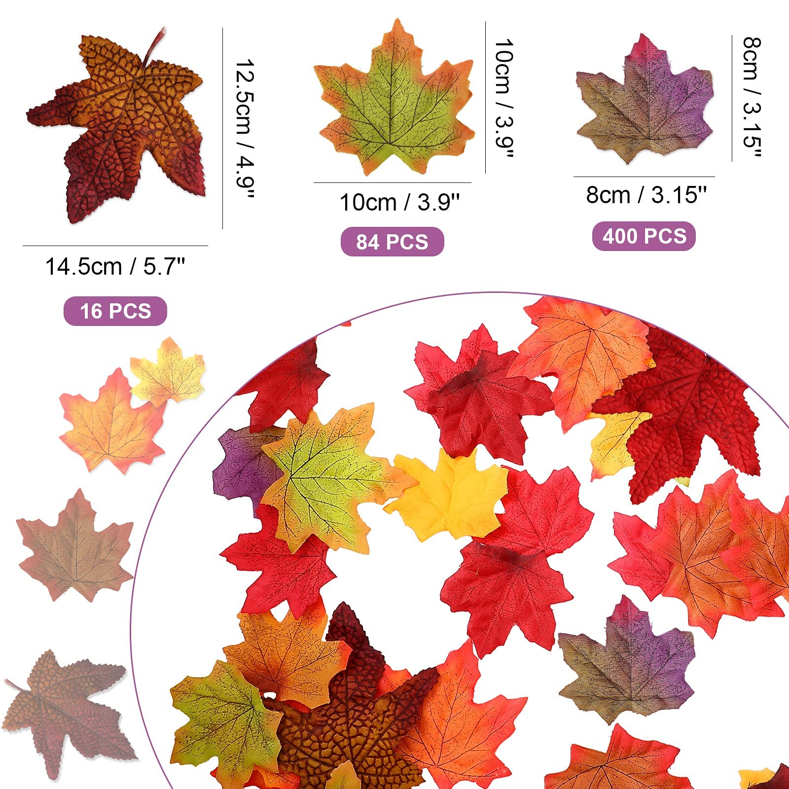 500 PCS Artificial Fall Maple Leaves Thanksgiving Fake Autumn Table Decor