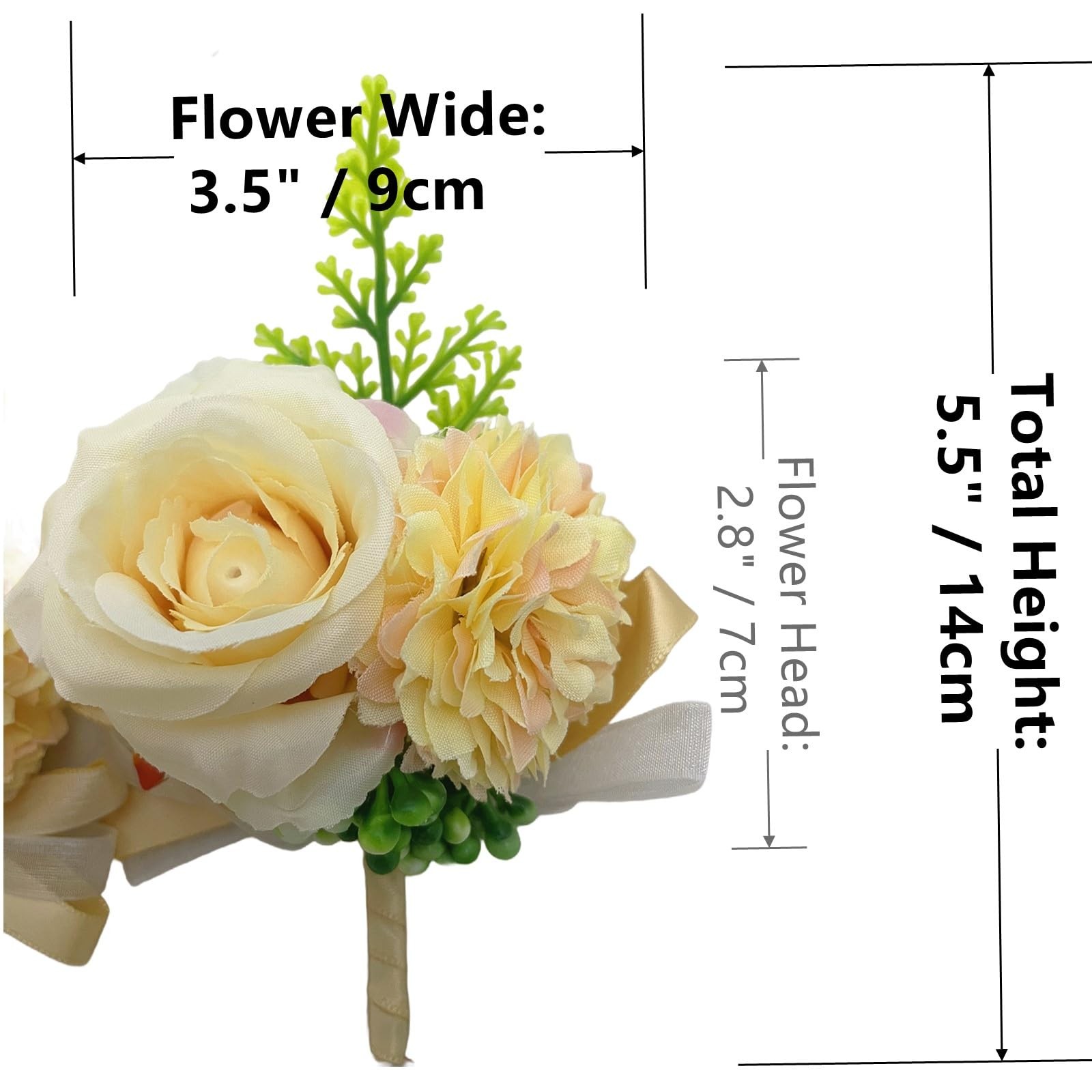 Rose Flower Wrist Corsage Boutonniere Set Handmade Artificial Corsage Set Bri…