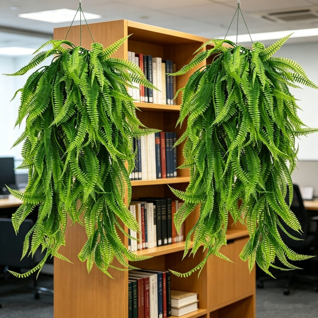 2Pc Artificial Hanging Plant Flower Fake Fern Garland Outdoor Home Wedding Decor