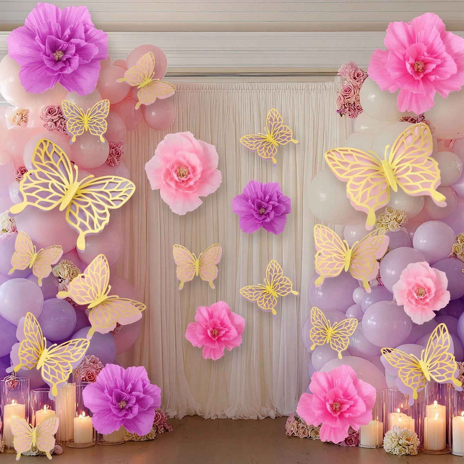 22 Pcs 3 Sizes Large Butterfly Party Decorations 3D Giant Butterfly Wall Deco…